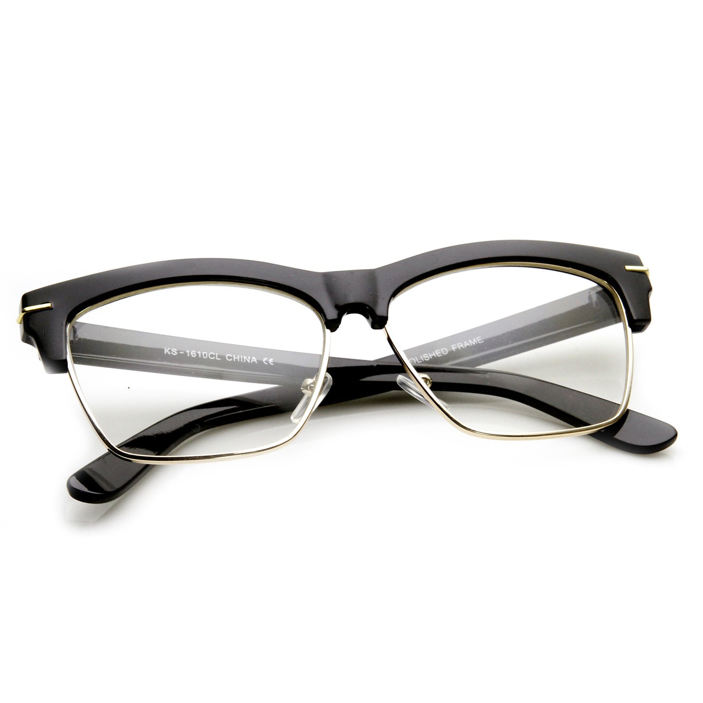 RETRO 1960'S FASHION HALF FRAME CLEAR LENS GLASSES