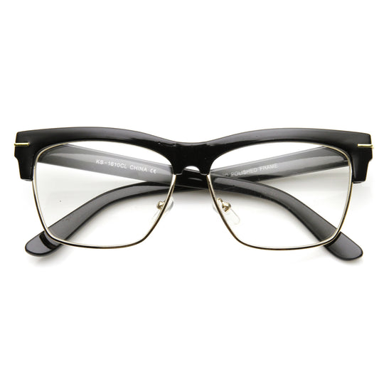 RETRO 1960'S FASHION HALF FRAME CLEAR LENS GLASSES